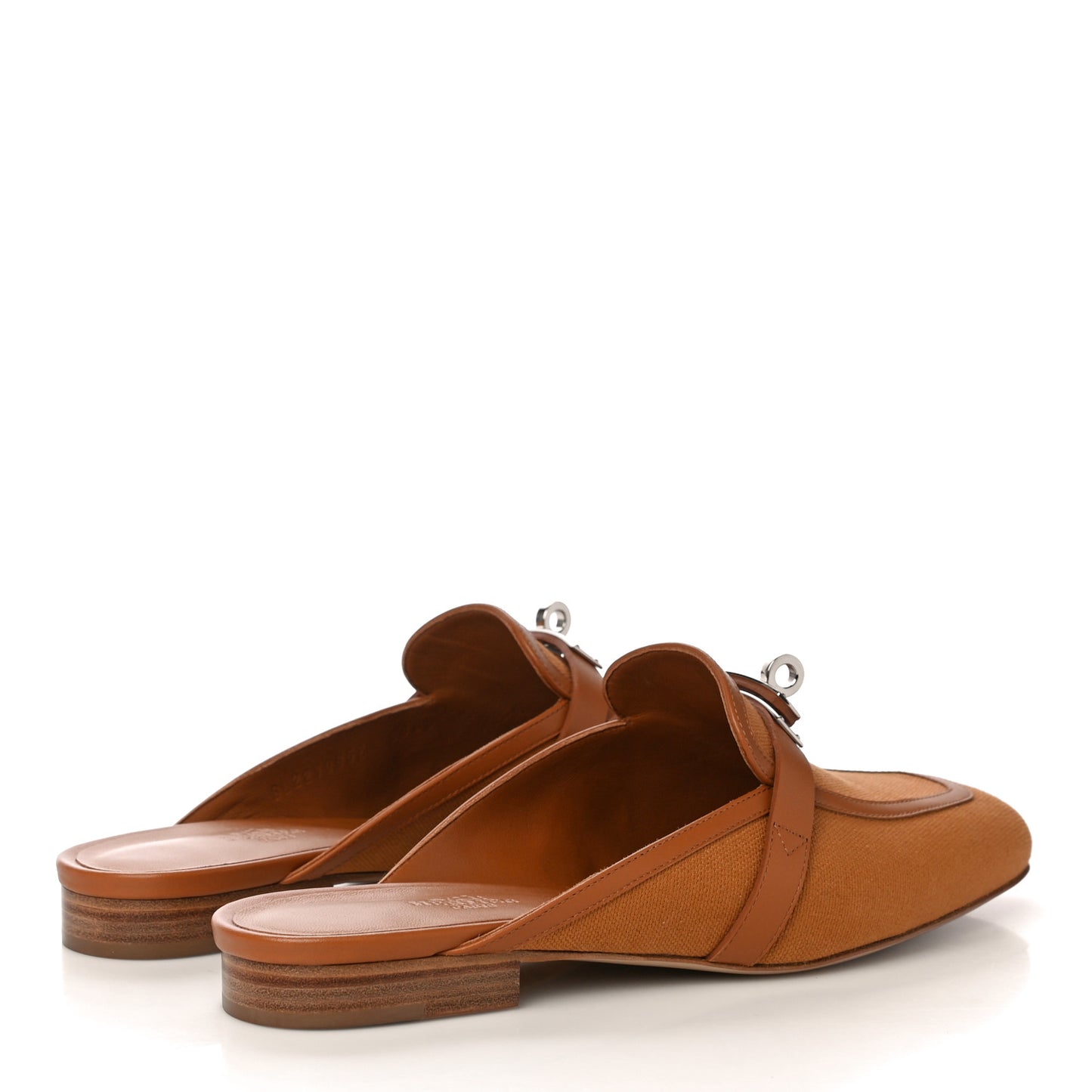Cotton Canvas Calfskin Oz Mules 37 Naturel Beige Dore