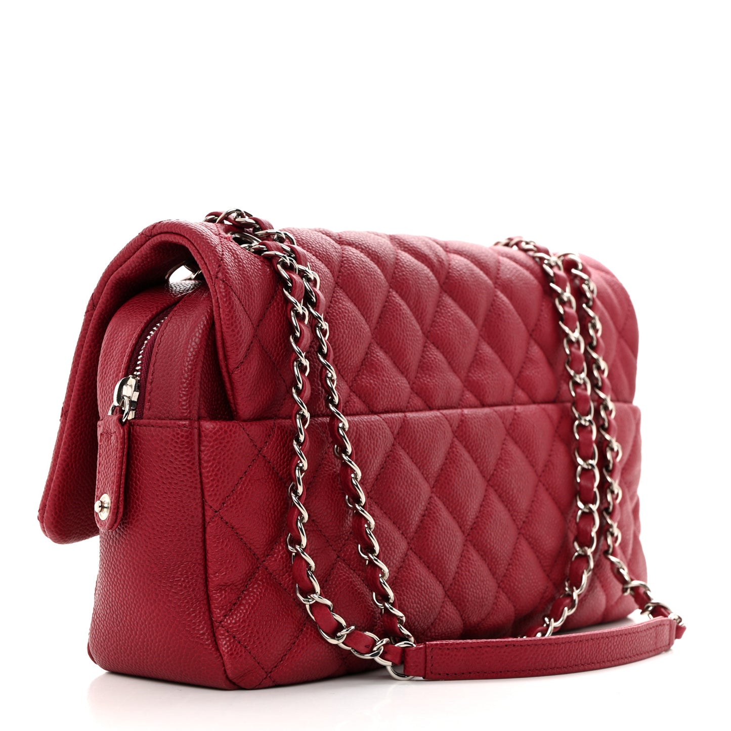 Caviar Quilted Jumbo Easy Flap Dark Pink
