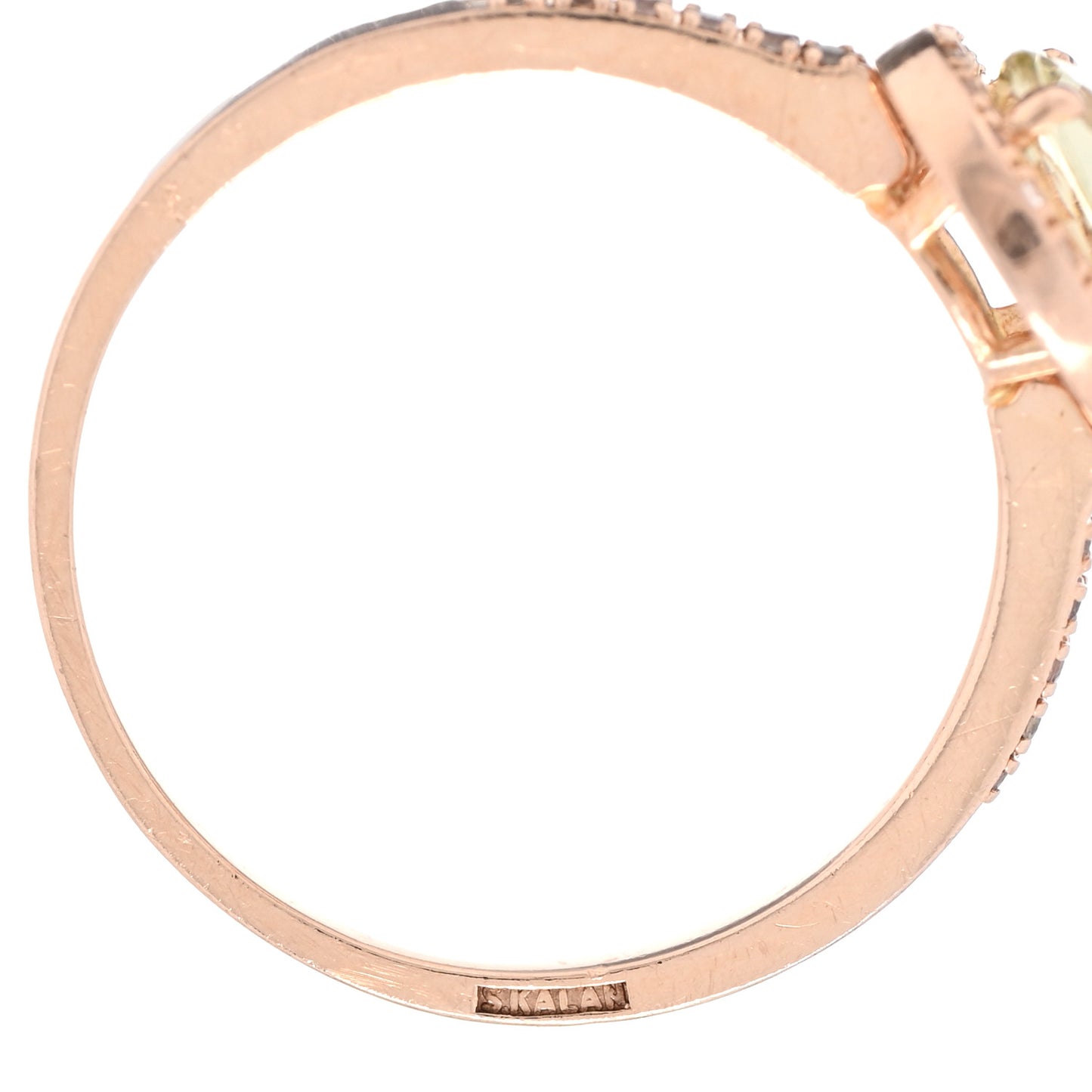 14K Rose Gold Citrine White Sapphire Cocktail Ring 54 7