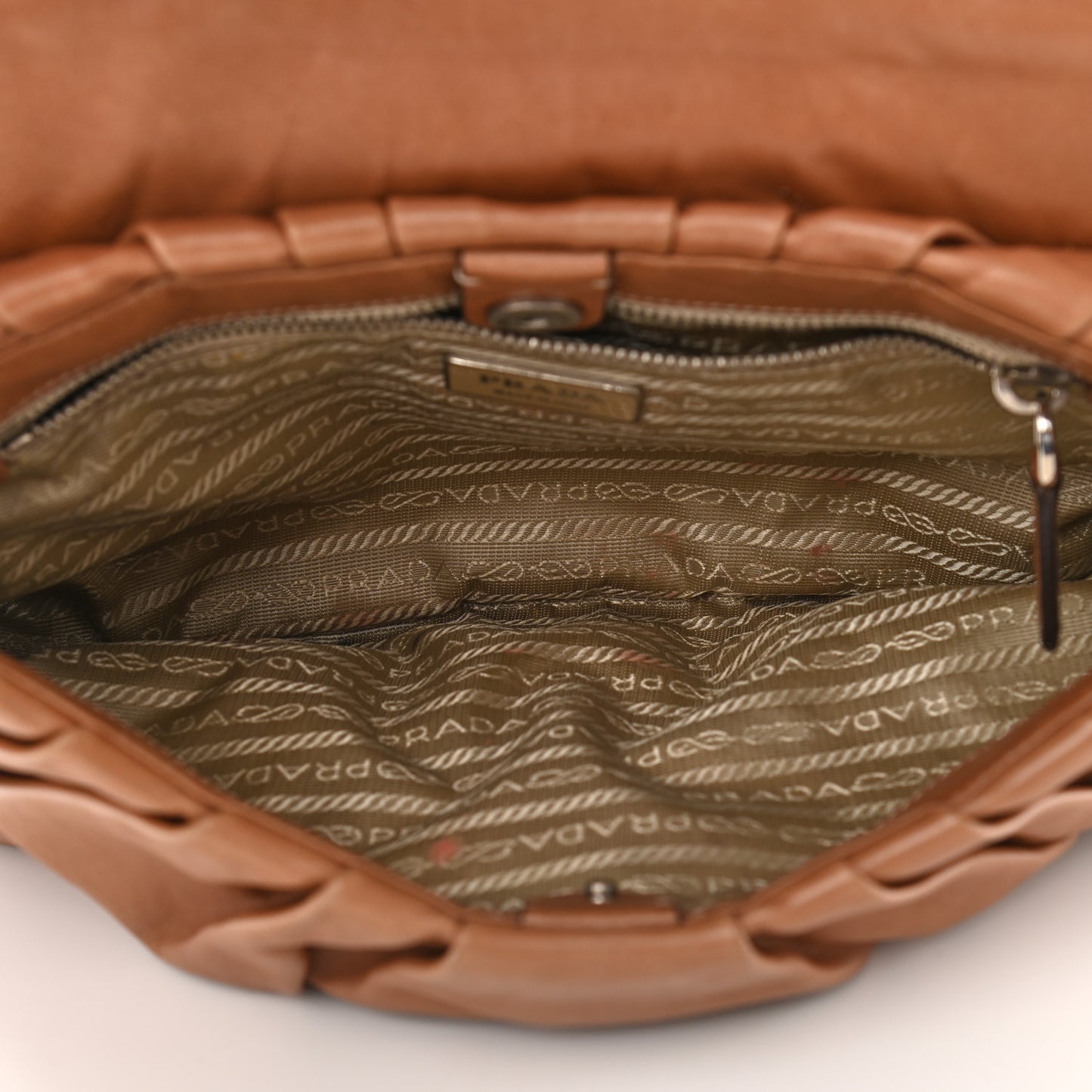 Soft Calfskin Pleated Shoulder Bag Brown