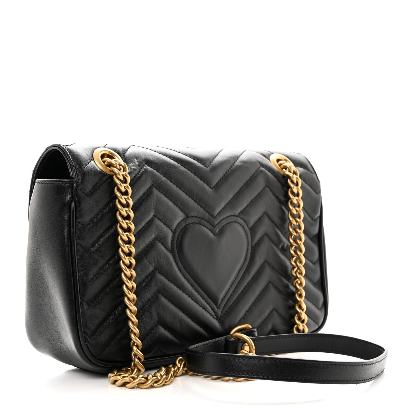 Calfskin Matelasse Small GG Marmont Shoulder Bag Black