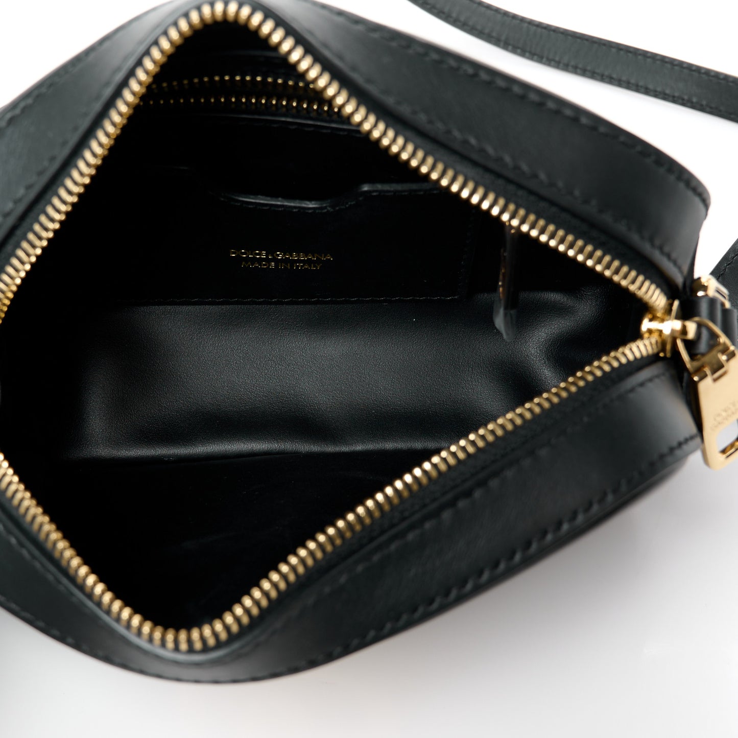 DOLCE GABBANA Calfskin Camera Crossbody Bag Black