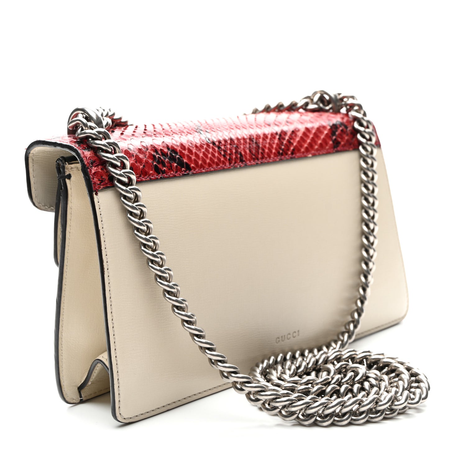 Snakeskin Azalea Calfskin Enamel Small Dionysus Shoulder Bag Mystic White Hibiscus Red Black
