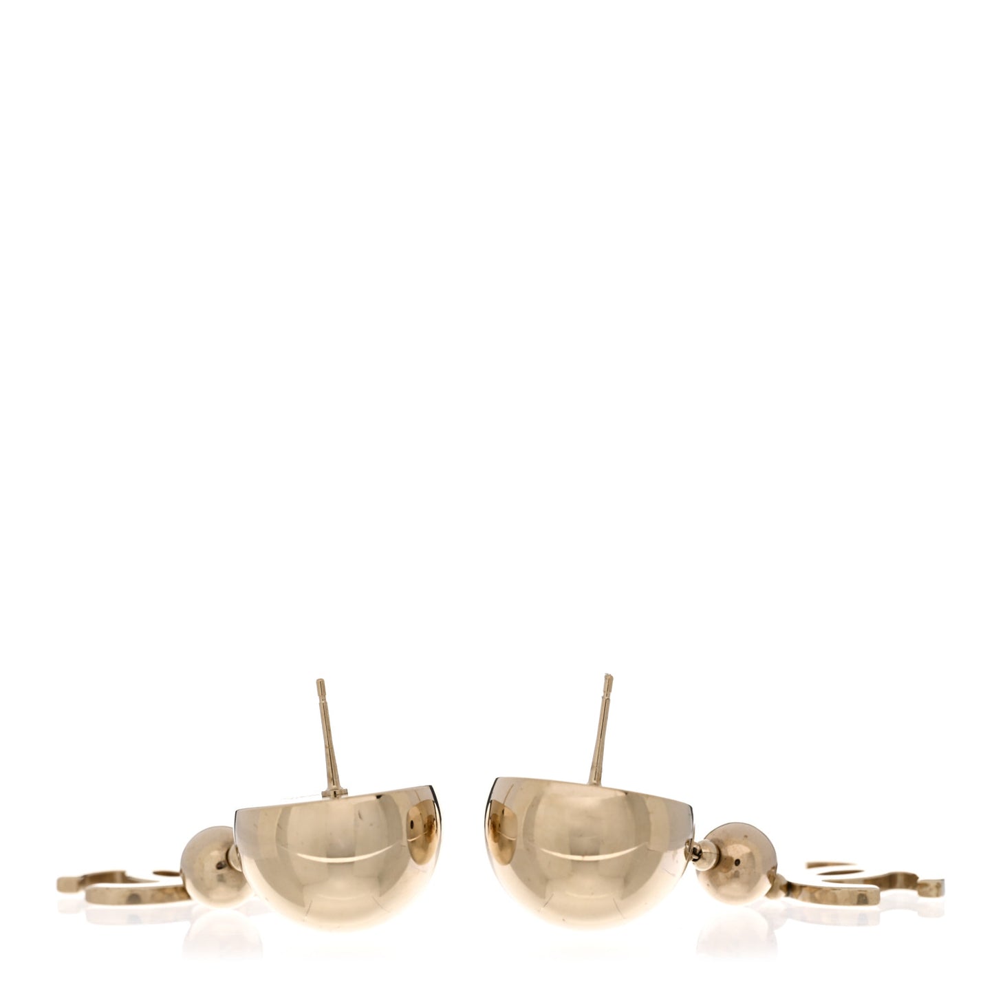 Metal CC Drop Earrings Gold