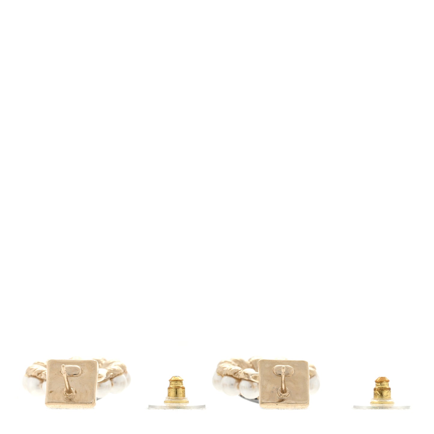 Pearl CC Drop Earrings Gold White Black
