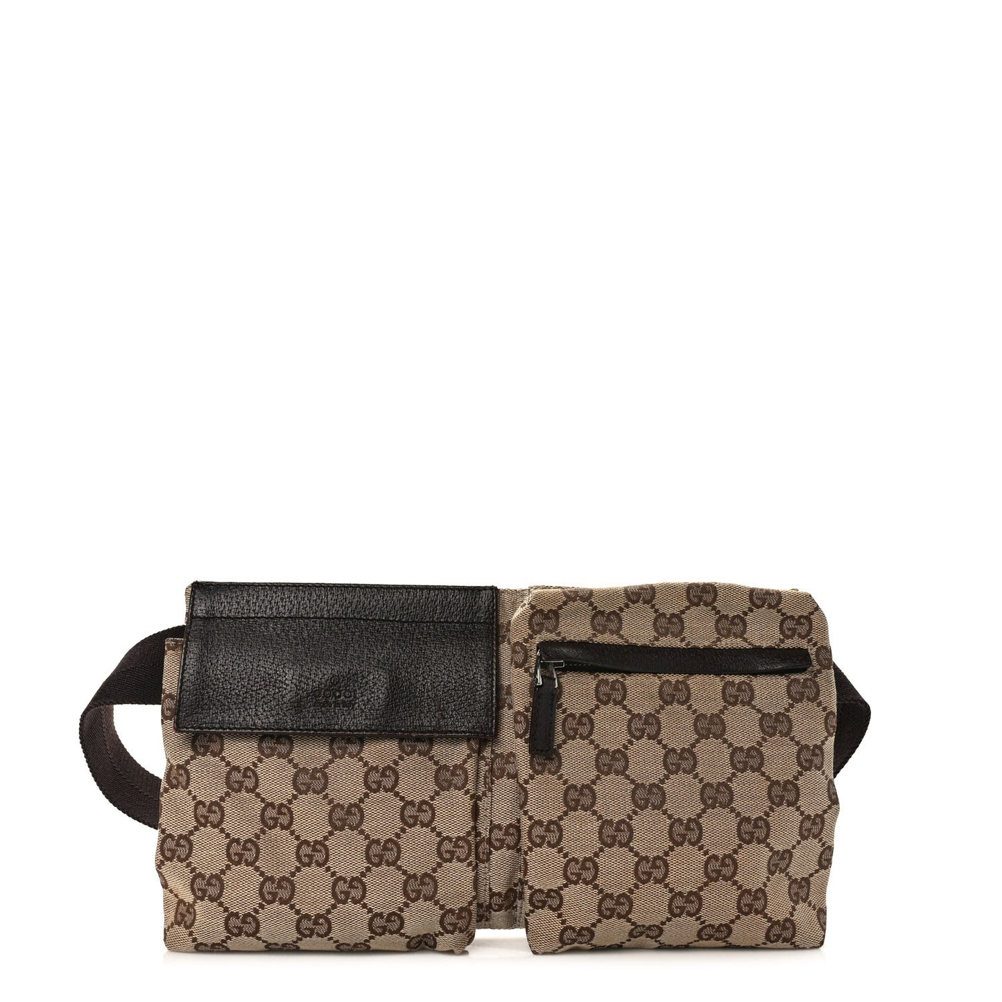 GG Monogram Double Pocket Belt Bag Dark Brown