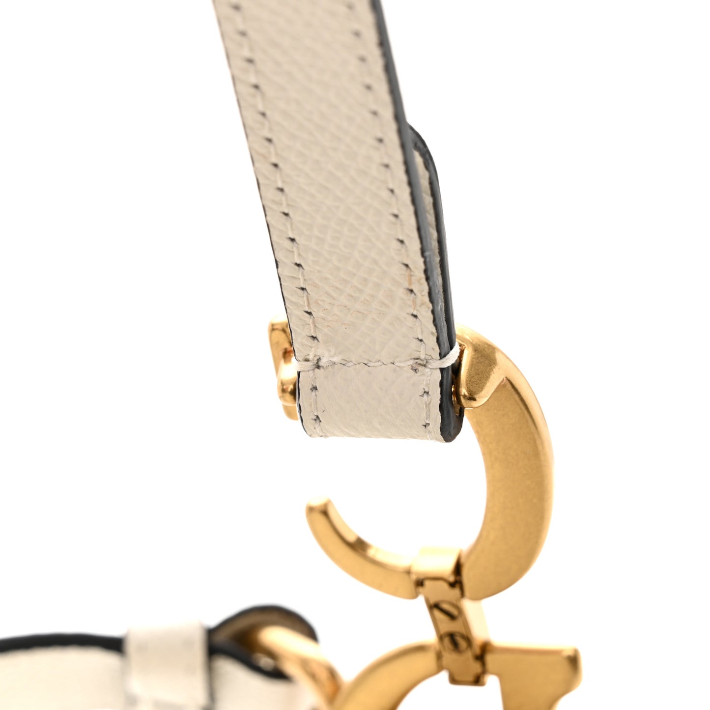 Grained Calfskin Mini Saddle Bag With Strap White