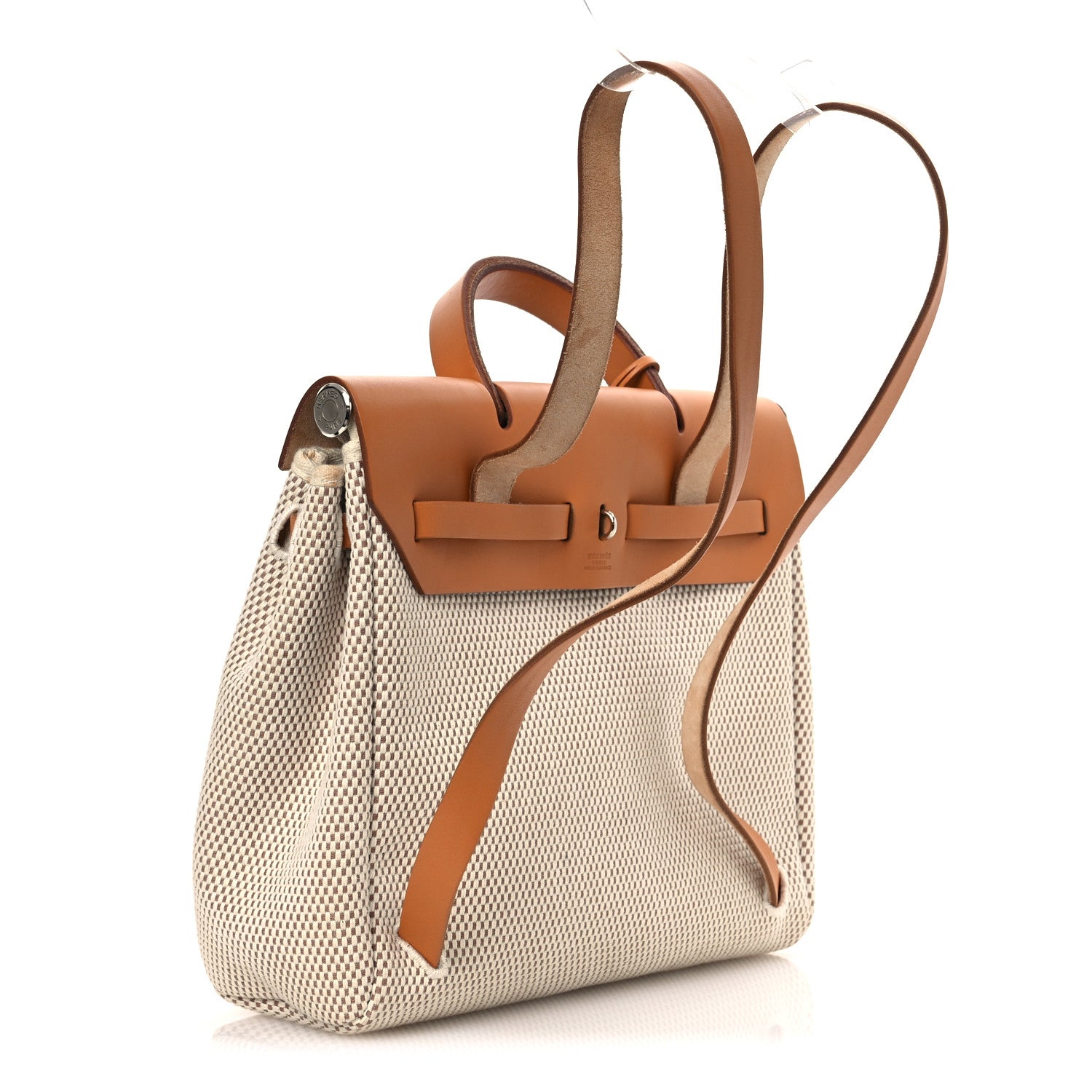 Hermes Toile Vache Calfskin Herbag 30 PM Backpack Natural 3 of 15