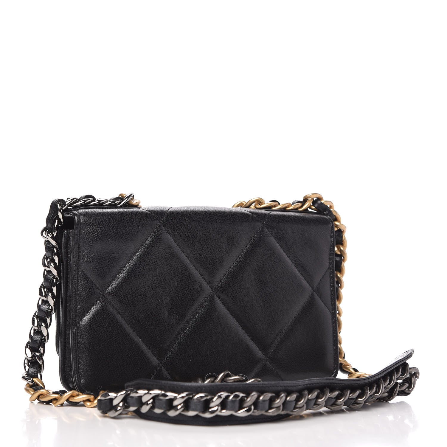 Chanel Lambskin Quilted Chanel 19 Wallet On Chain WOC Black 3 of 12