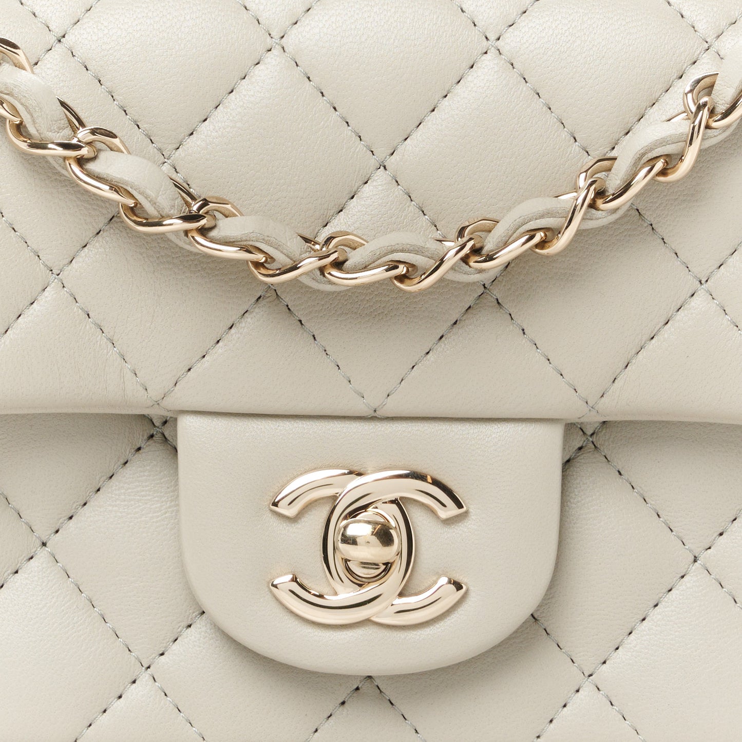 Lambskin Quilted Mini Rectangular Flap Grey