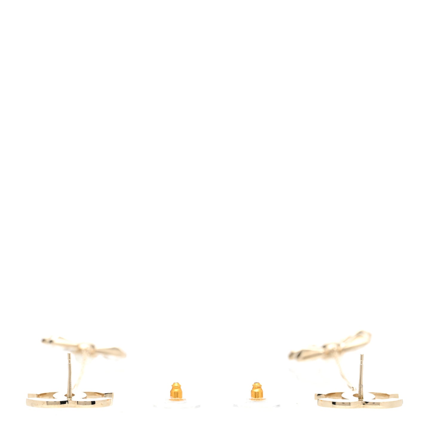 Pearl Crystal CC Drop Earrings Light Gold