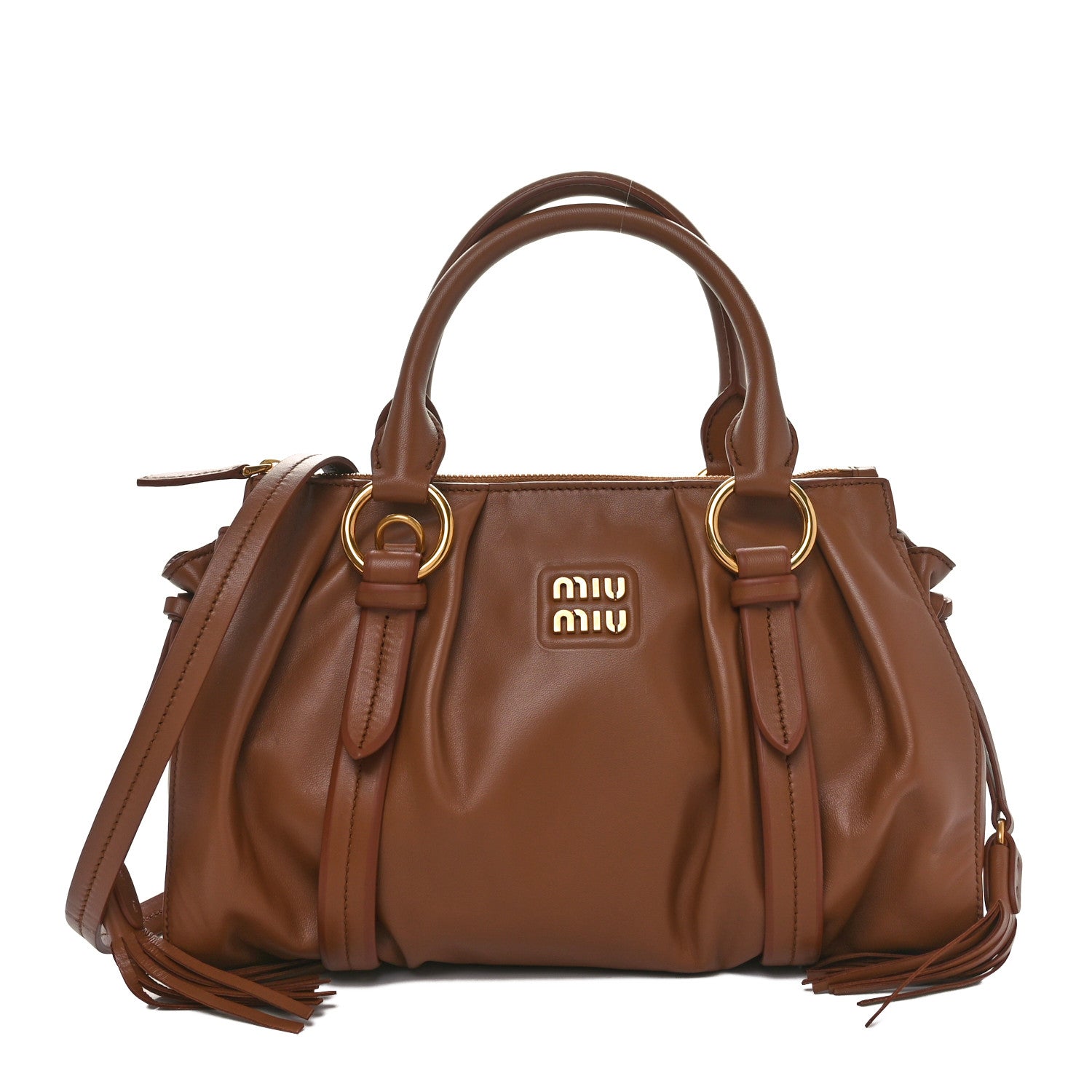 ゆい MIUMIUショルダーバッグブラウン Miu Miu Nappa Joie Shoulder Bag Cognac 1680245 – FASHIONPHILE