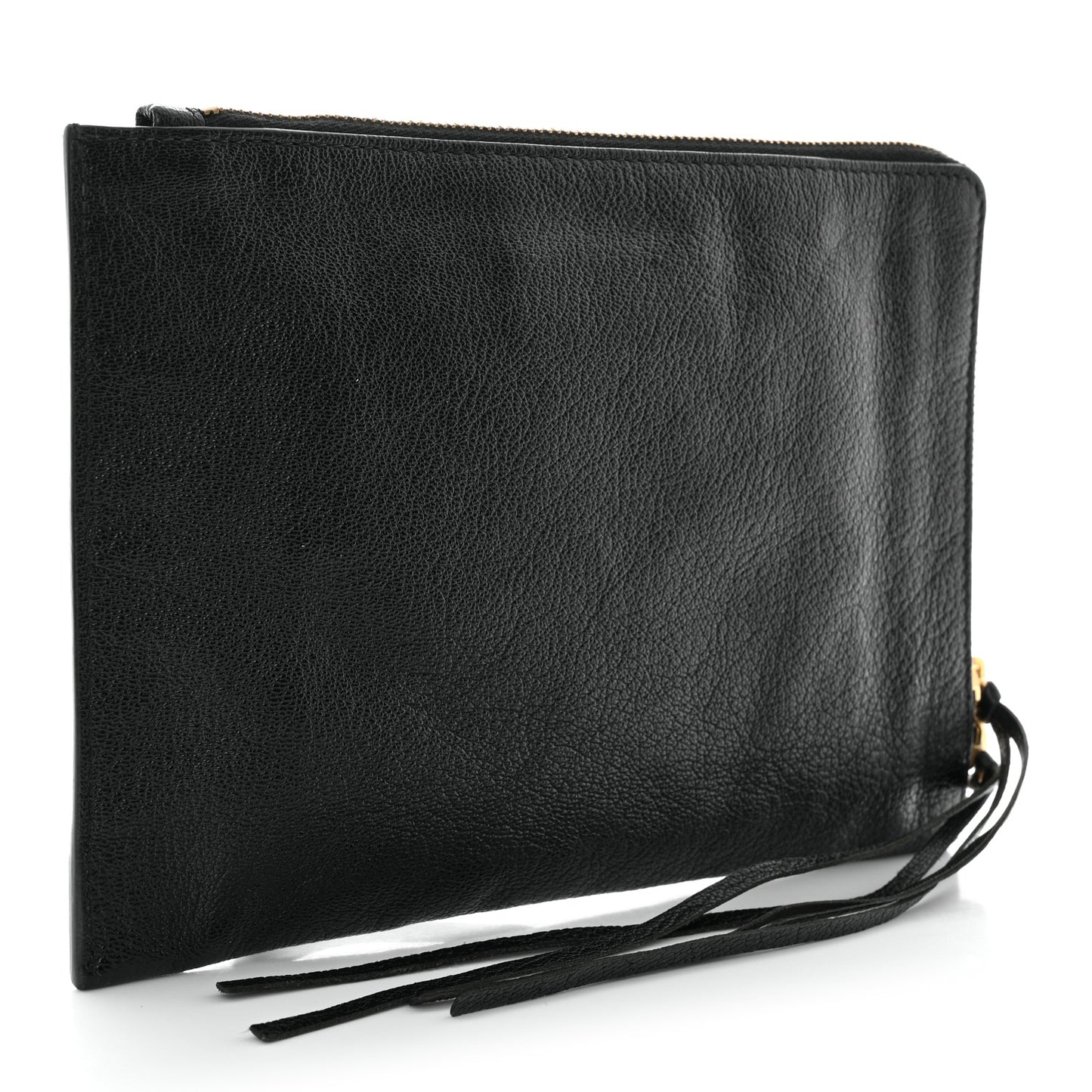 Chevre Gold Metallic Edge Hardware Pouch Black