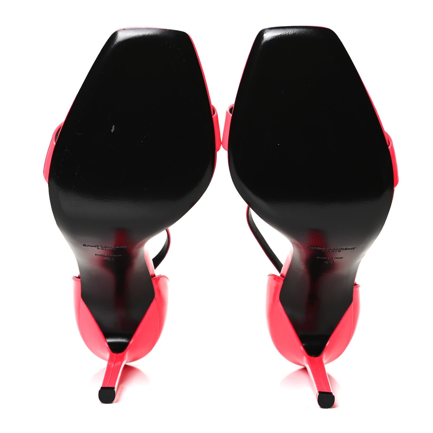Saint Laurent Patent Calfskin Amber 105 Ankle Strap Sandals 41 Fuchsia Fluo 5 of 9