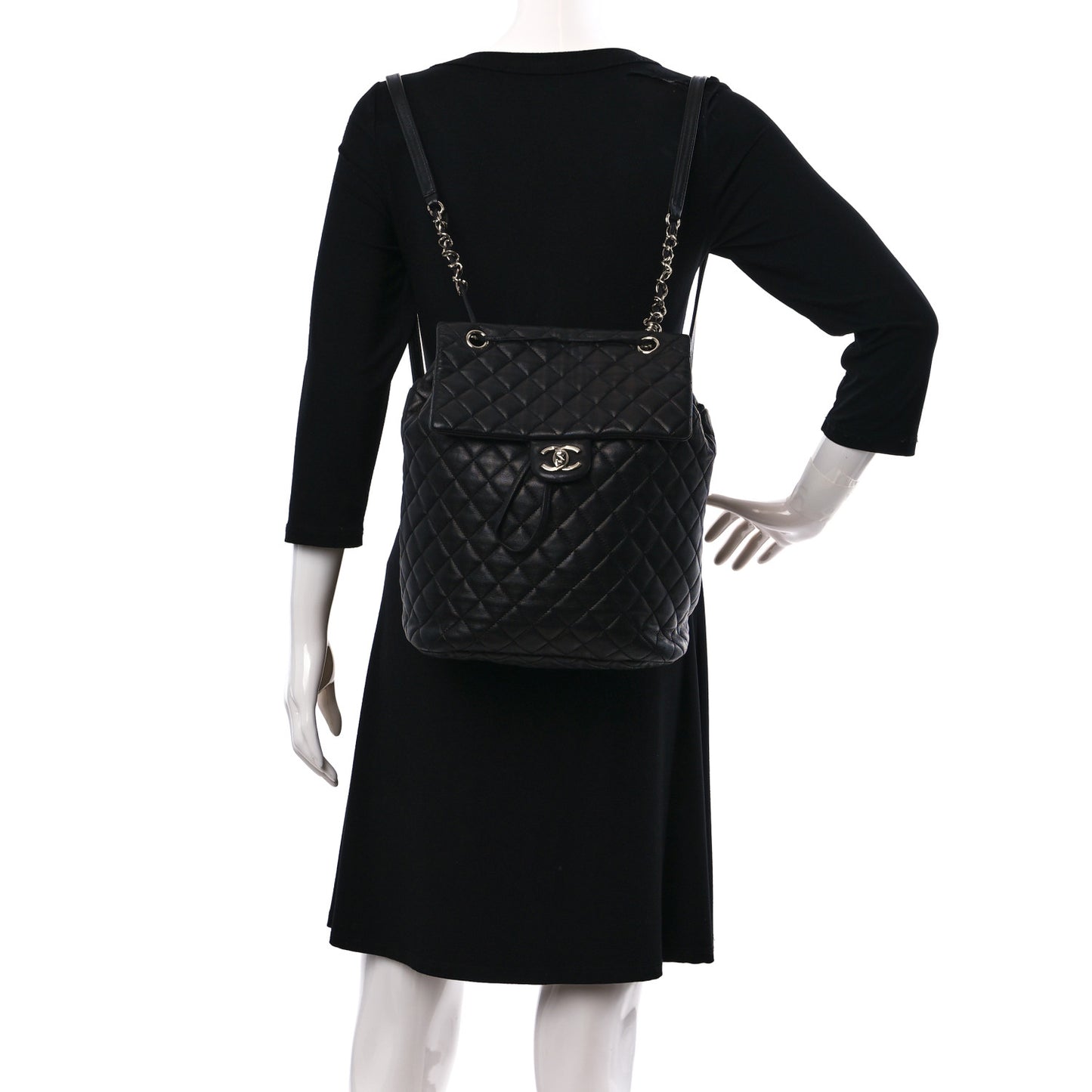 Calfskin Quilted Large Urban Spirit Backpack Black