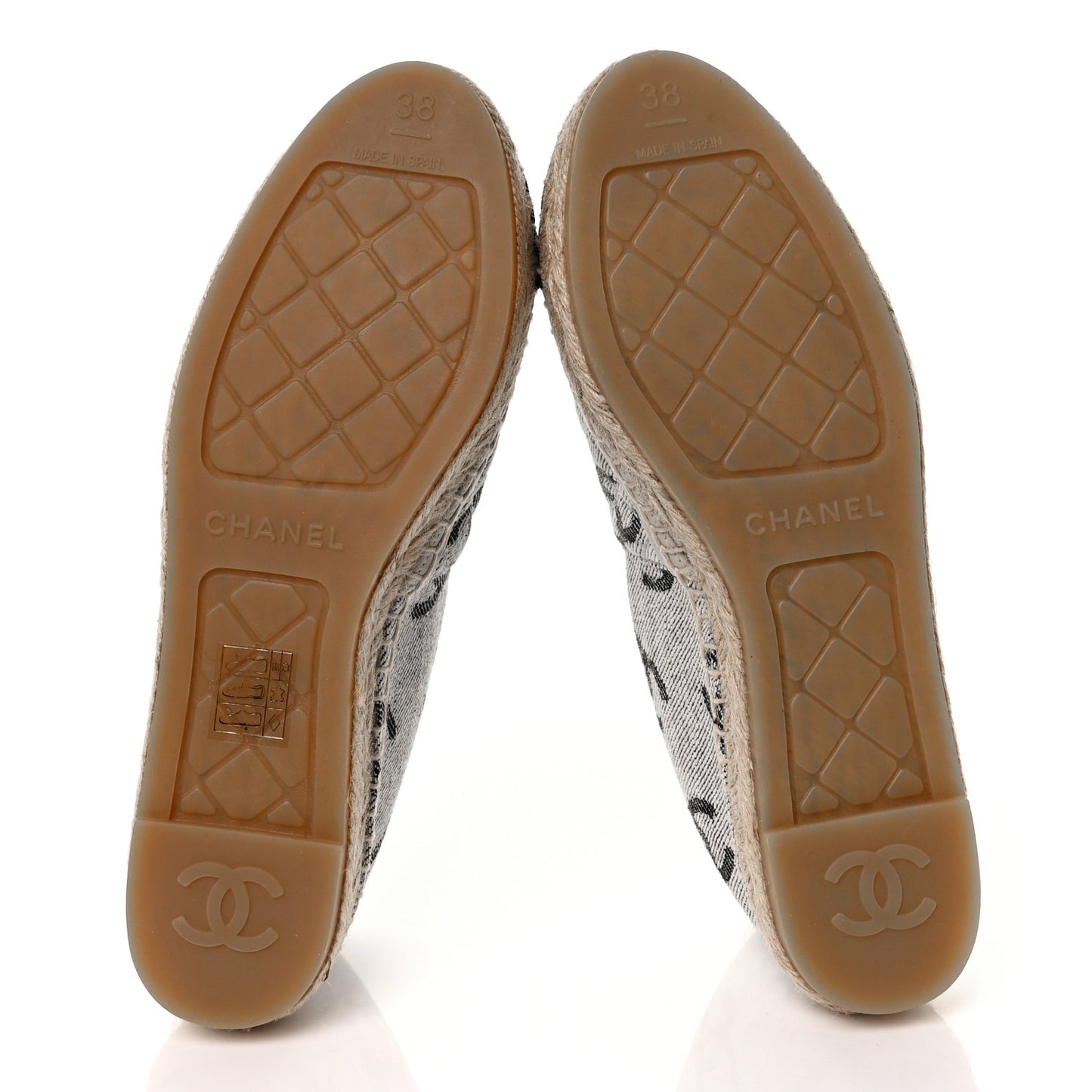 Cotton Jacquard Grosgrain CC Print Espadrilles 38 Grey Black