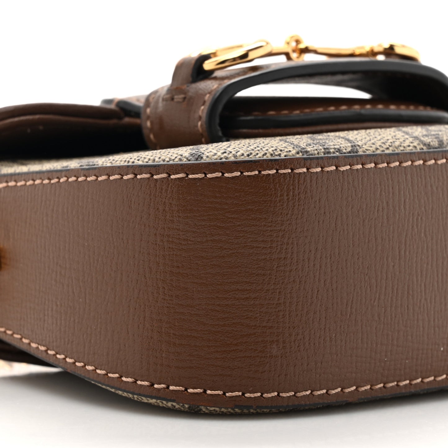 GG Supreme Monogram Azalea Calfskin Web Horsebit 1955 Wallet On Strap Beige Ebony Brown Sugar