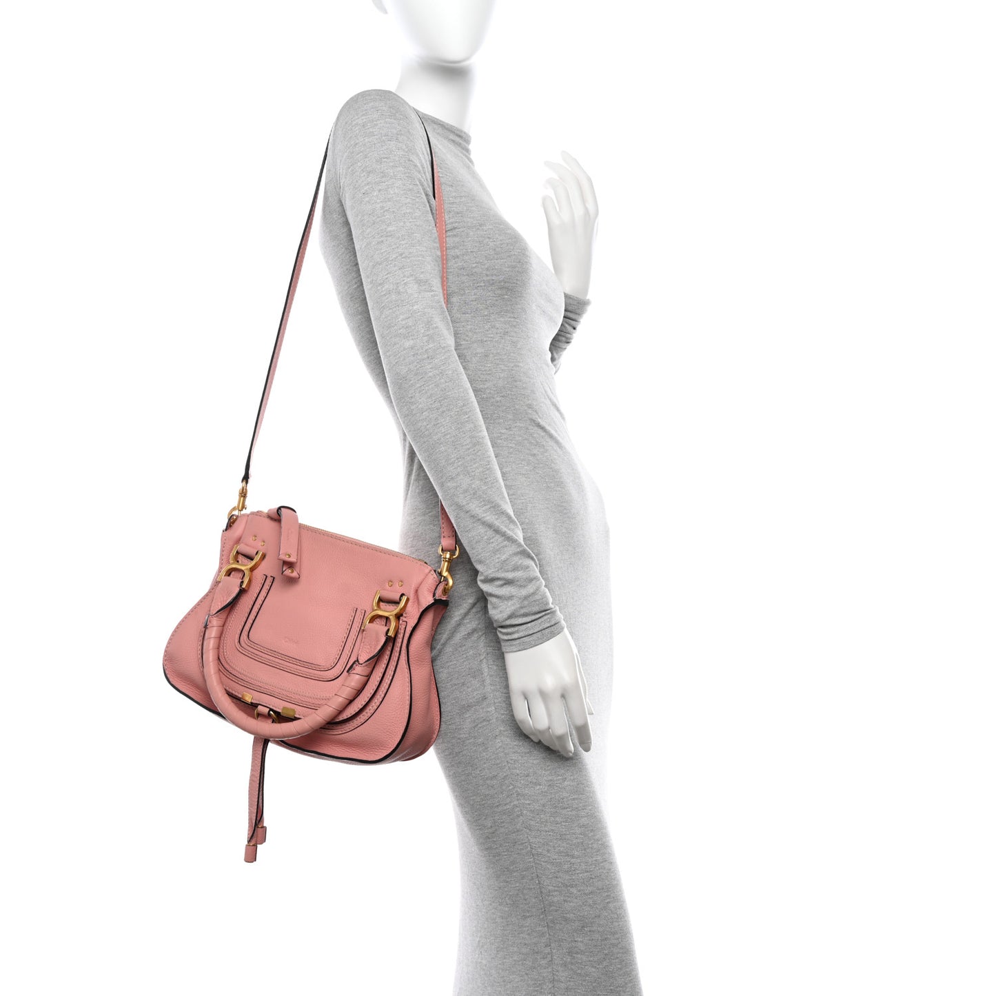Calfskin Small Marcie Satchel Fallow Pink