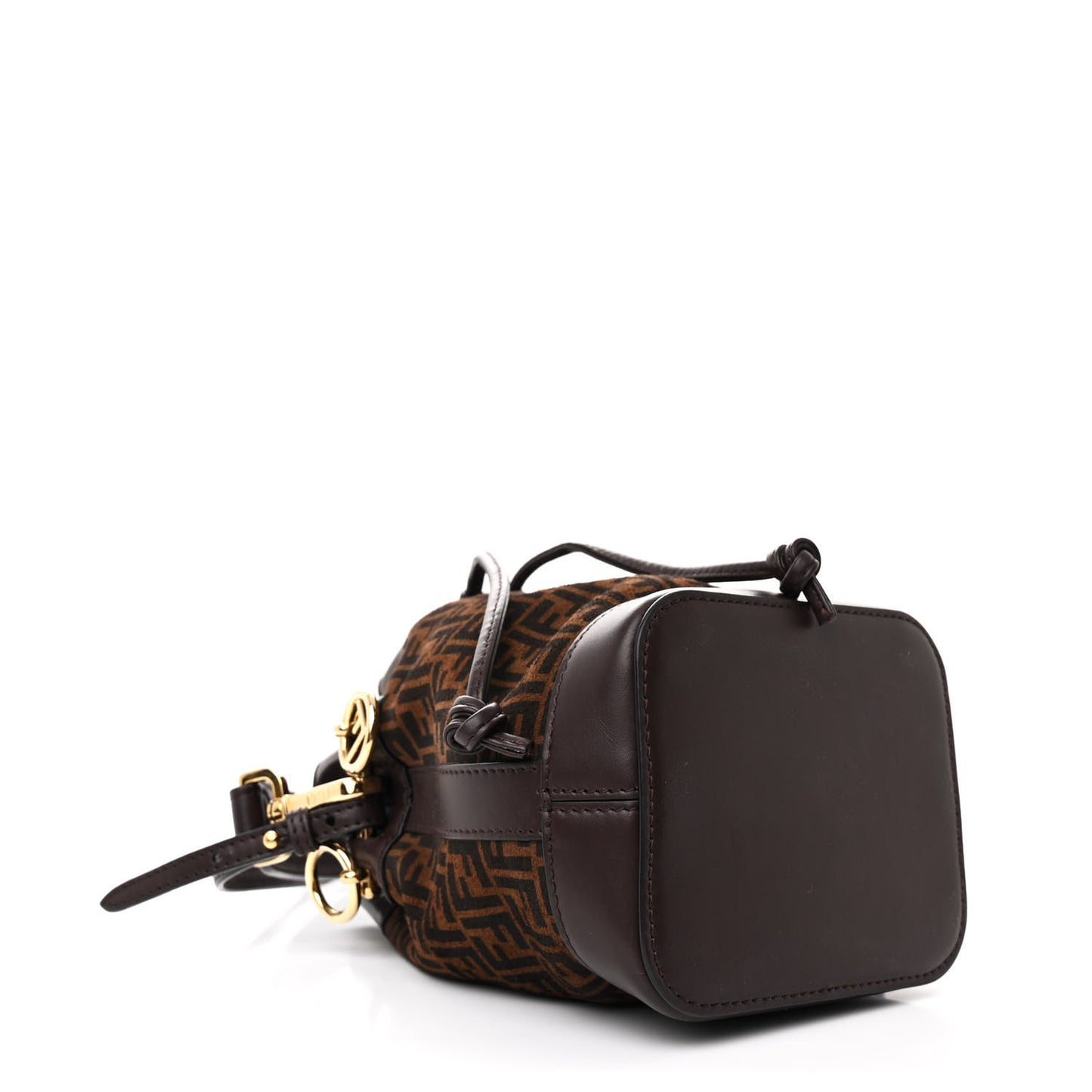 Suede Vitello King F is Fendi Micro FF Mini Mon Tresor Bucket Bag Sigaro Marrone Ebano
