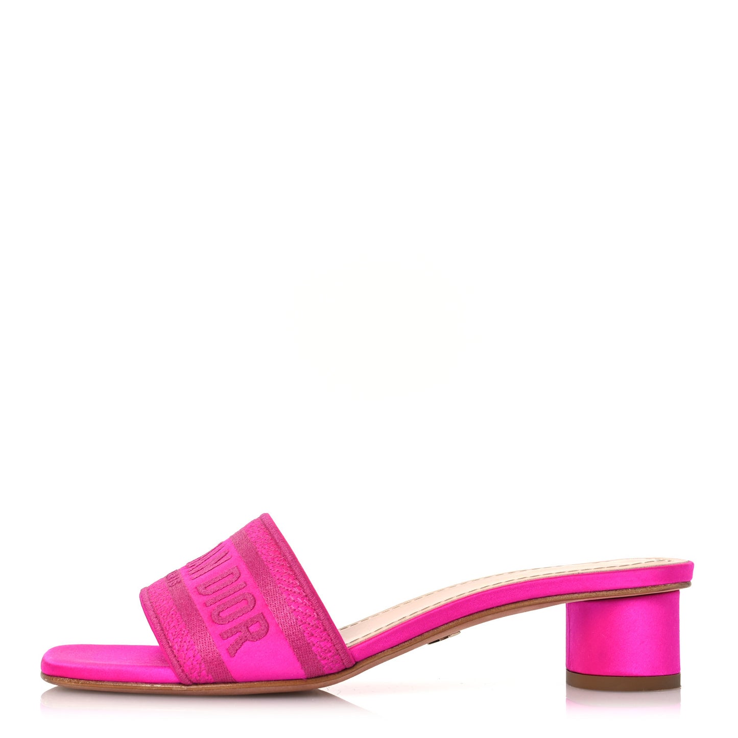Satin Dioriviera Embroidered Dway 35mm Slide Sandals 37.5 Rani Pink