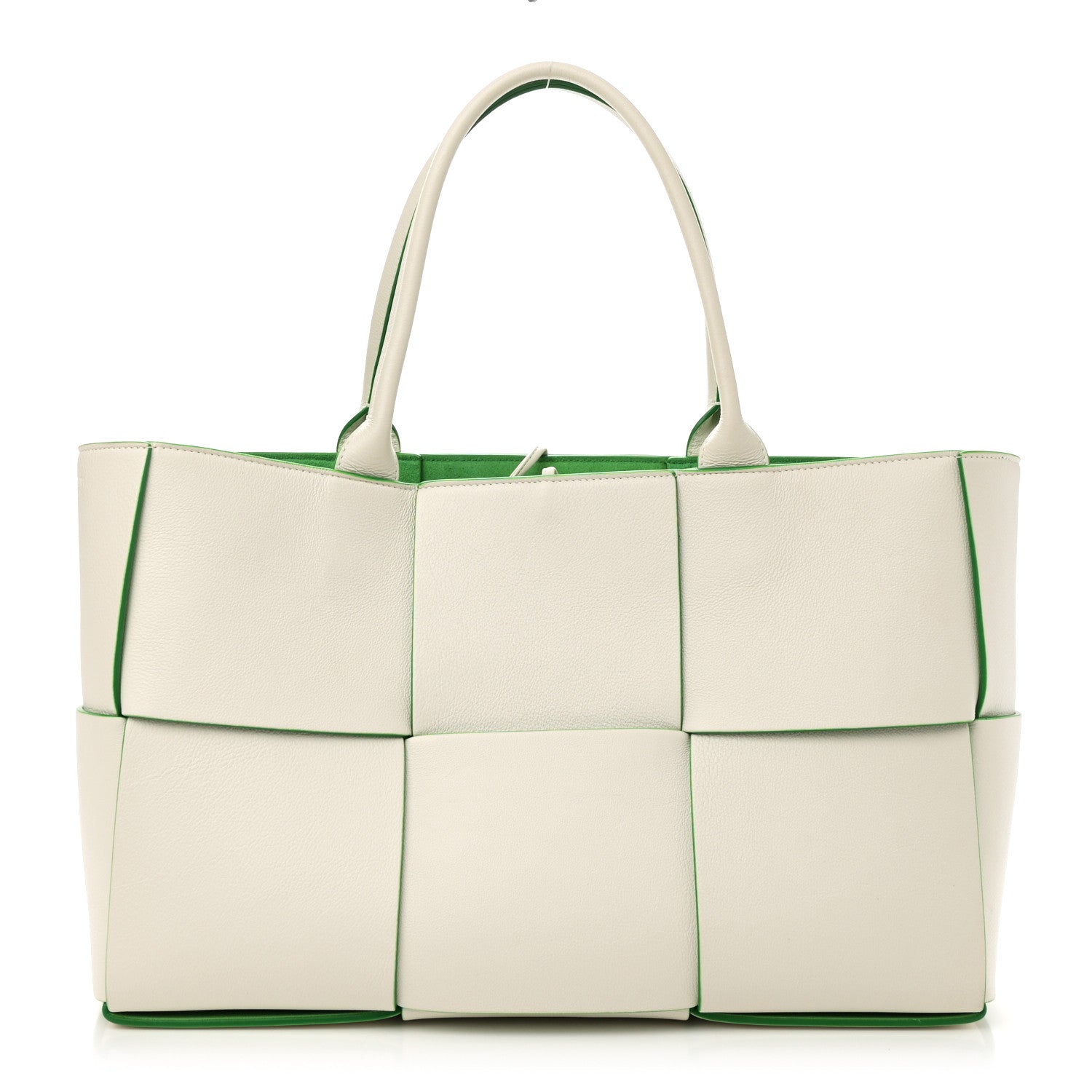 H*様 y*☆様 BOTTEGA VENETAトートバッグ ホワイト・グリーン Bottega Veneta Nappa Maxi Intrecciato Medium Arco Tote White