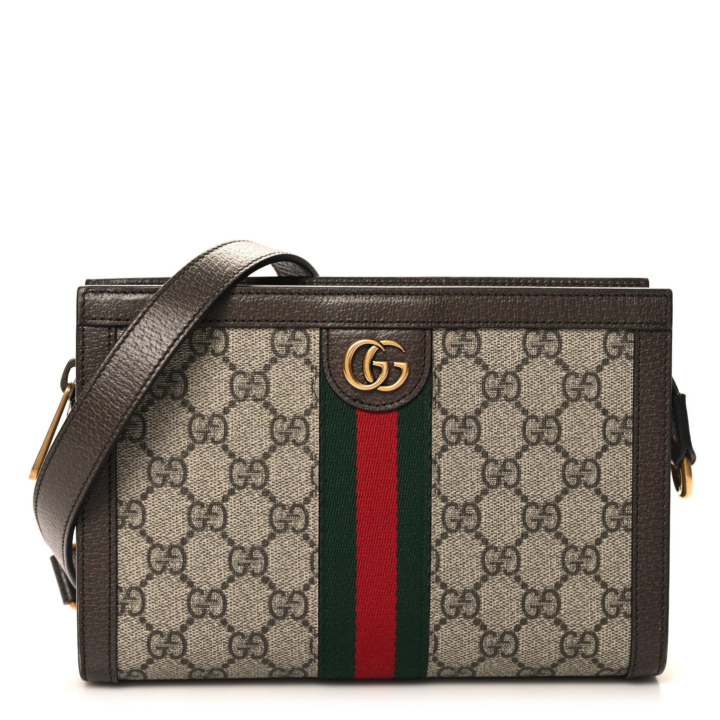 GG Supreme Monogram Web Small Ophidia Shoulder Bag Brown