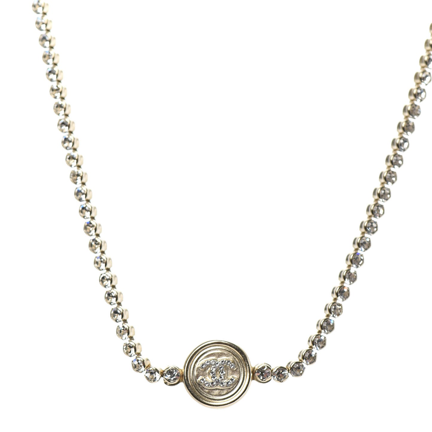 Crystal CC Chain Short Necklace Gold