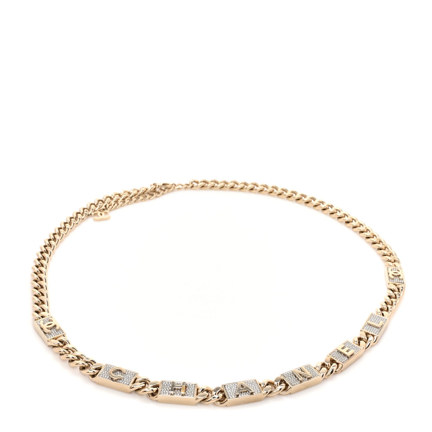 Crystal CC Chain Letters Belt Gold