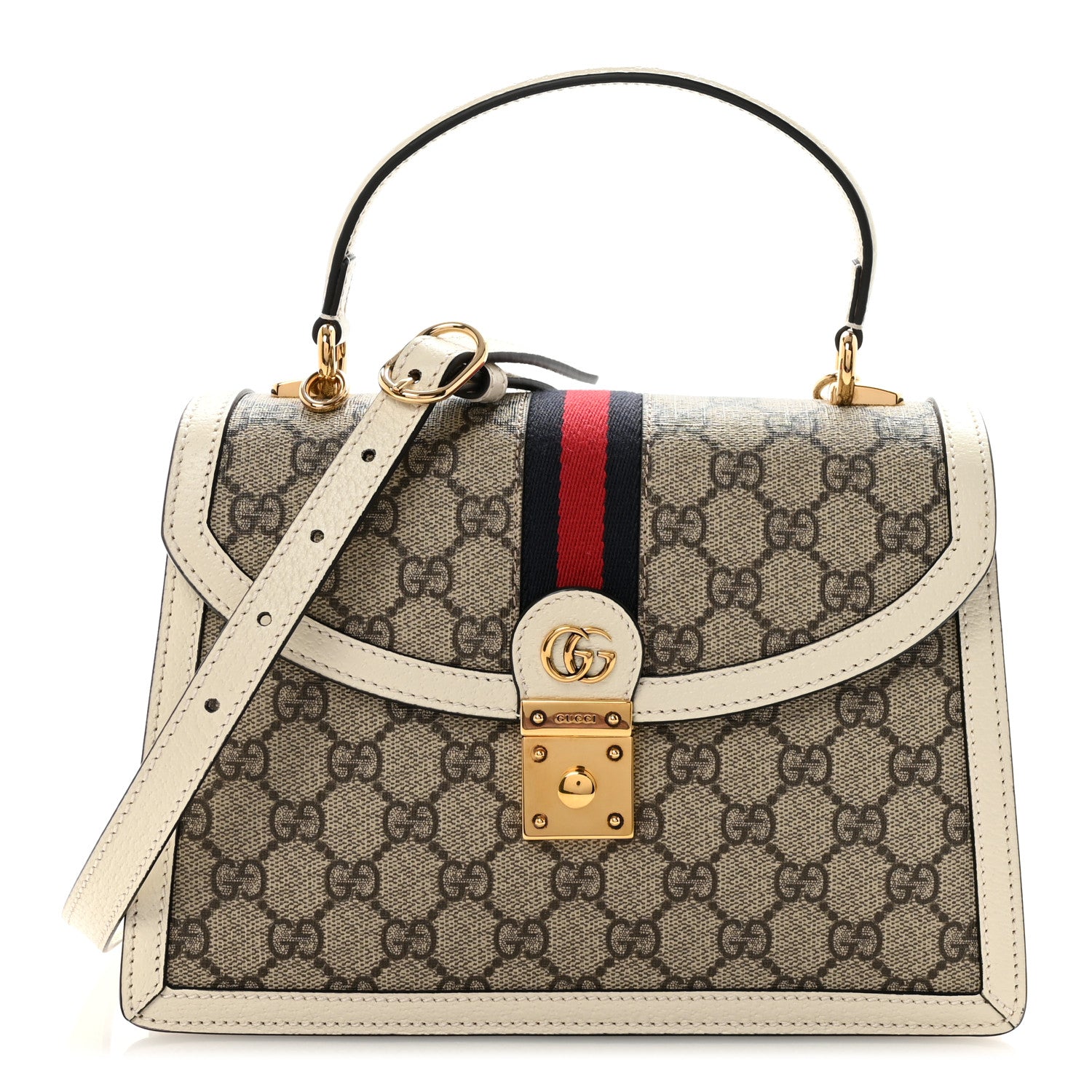 Gucci GG Supreme Monogram Textured Dollar Calfskin Web Small
