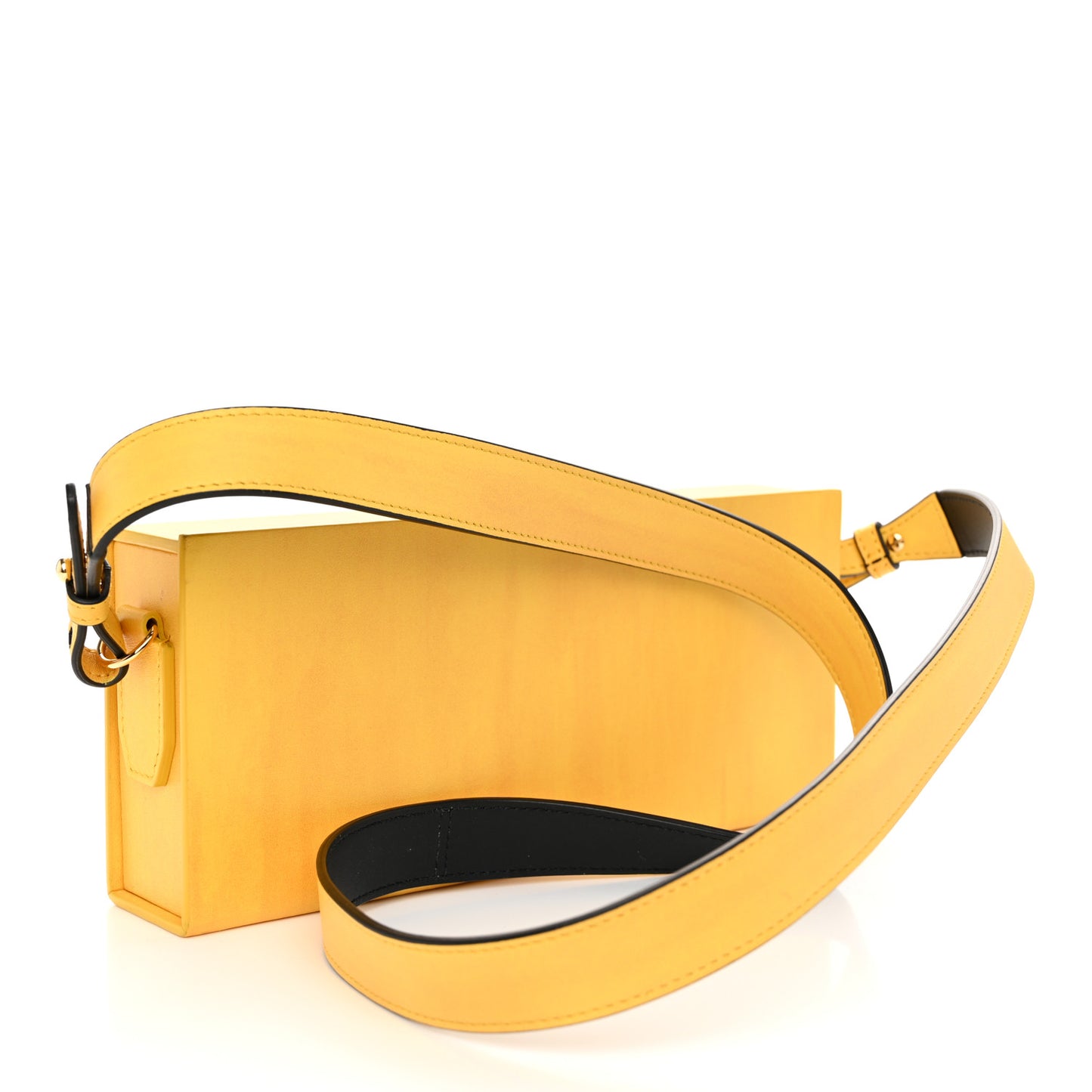 Vitello Fluffy Logo Horizontal Box Crossbody Bag Yellow Box Black