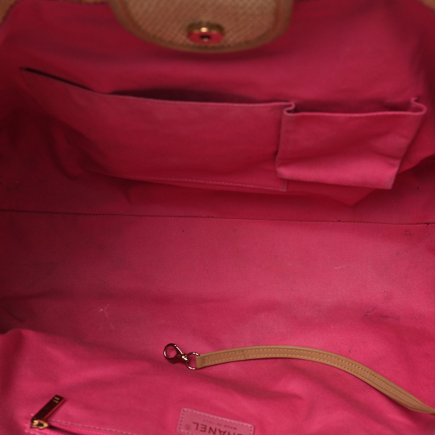 Straw Raffia Calfskin Striped Large Deauville Tote Black Beige Ivory