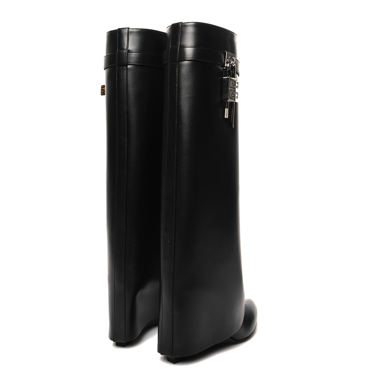Calfskin Shark Lock Pant Boots 38 Black