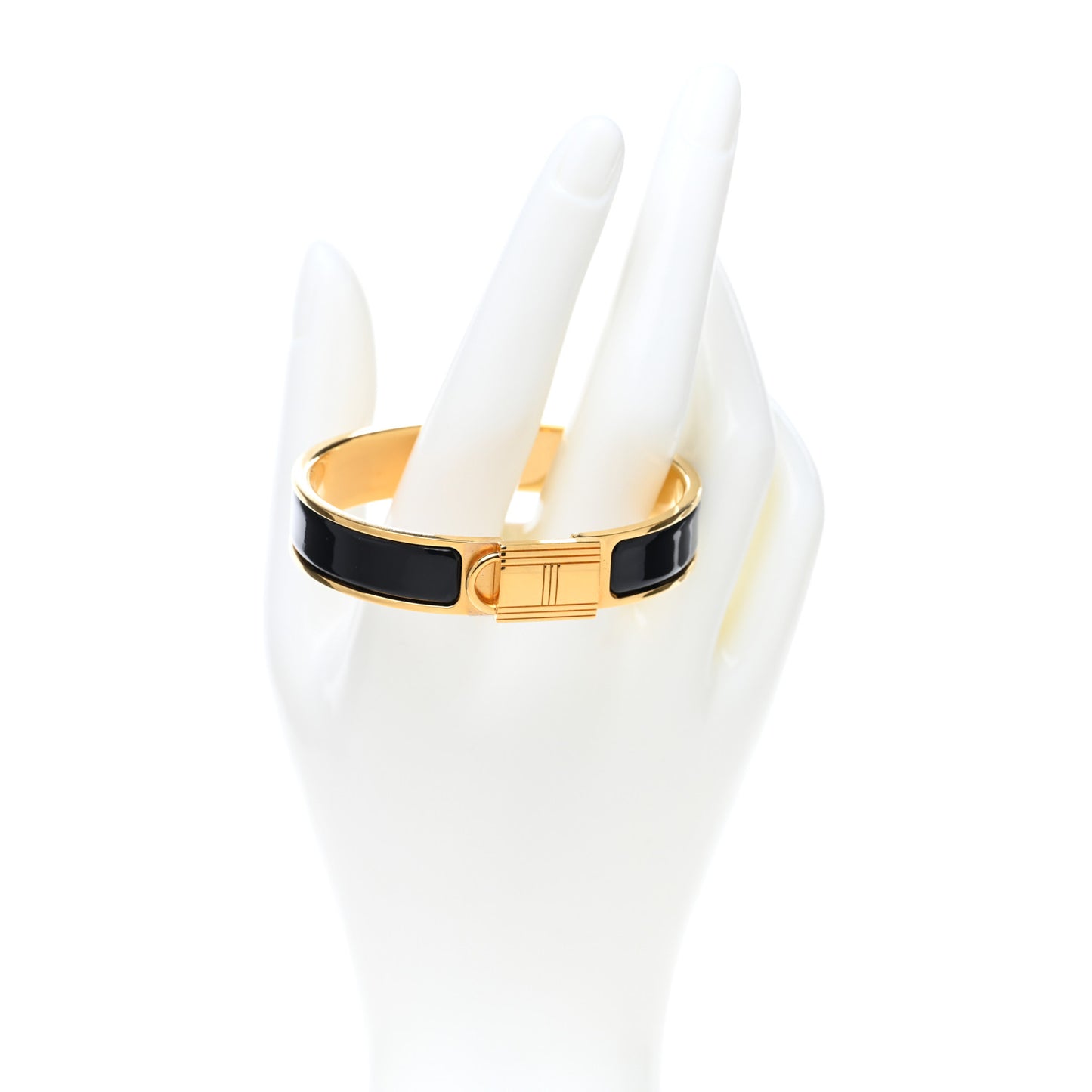 Enamel Narrow Clic Cadenas Bracelet PM Black