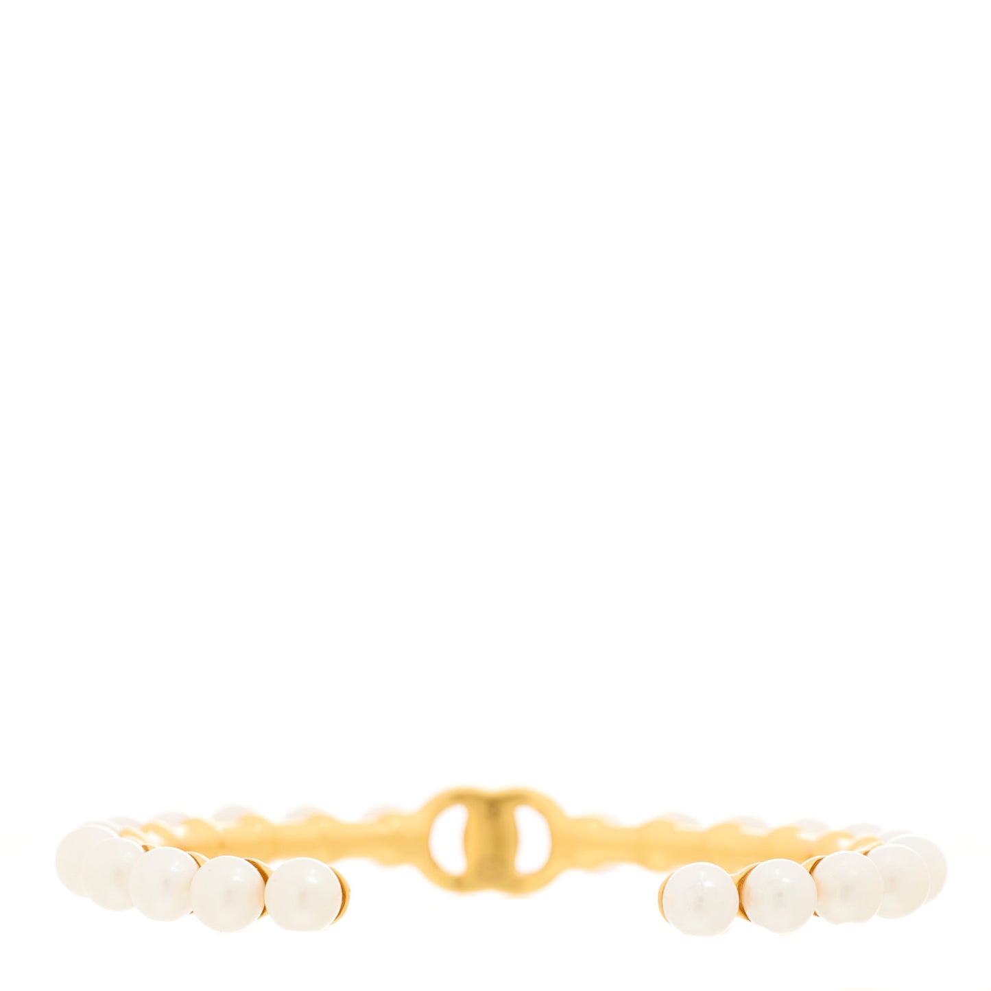 Pearl CC Cuff Bracelet S Gold Pearly White