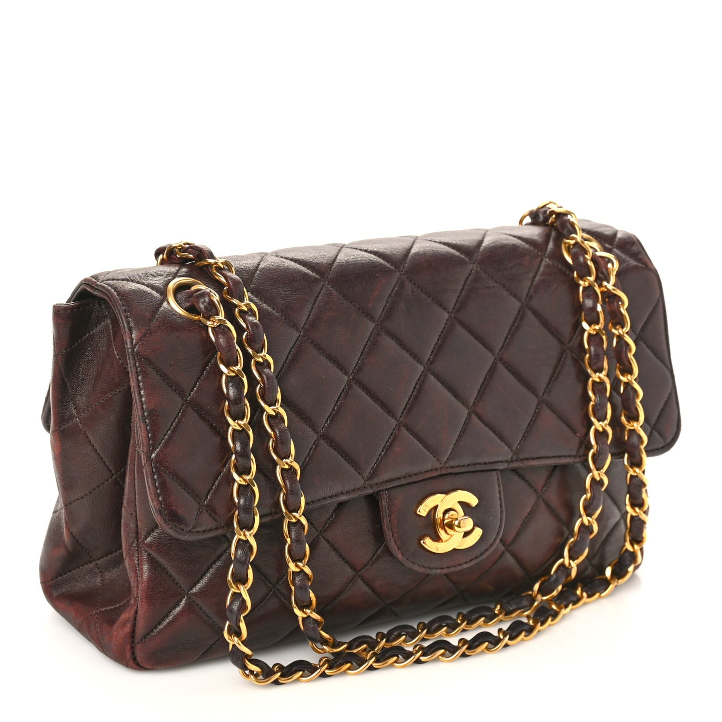 Lambskin Quilted Medium Double Sided Flap Brown