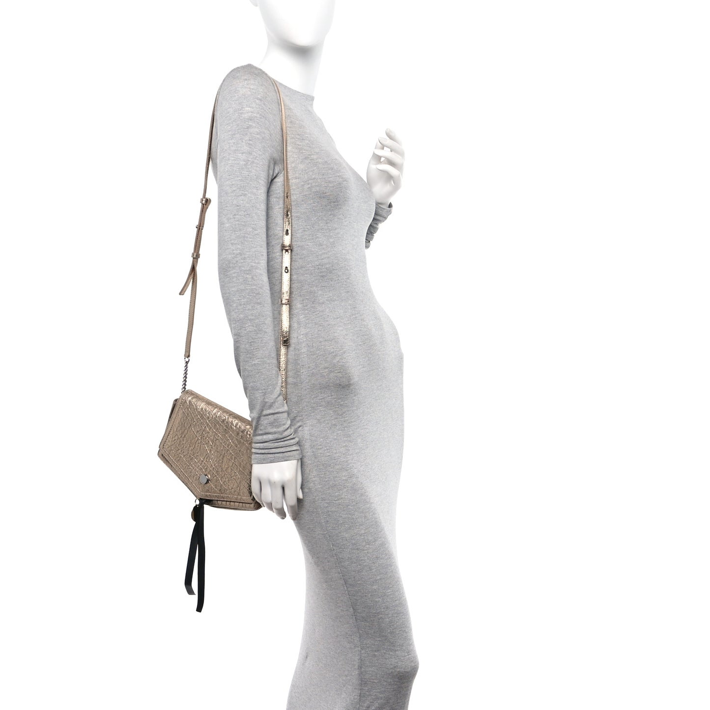Metallic Grained Calfskin Arrow Crossbody Bag Light Gold