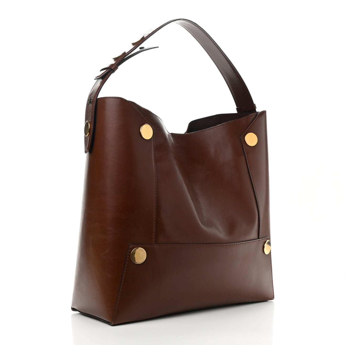 Eco Alter Nappa Studded Large Bucket Bag Cognac
