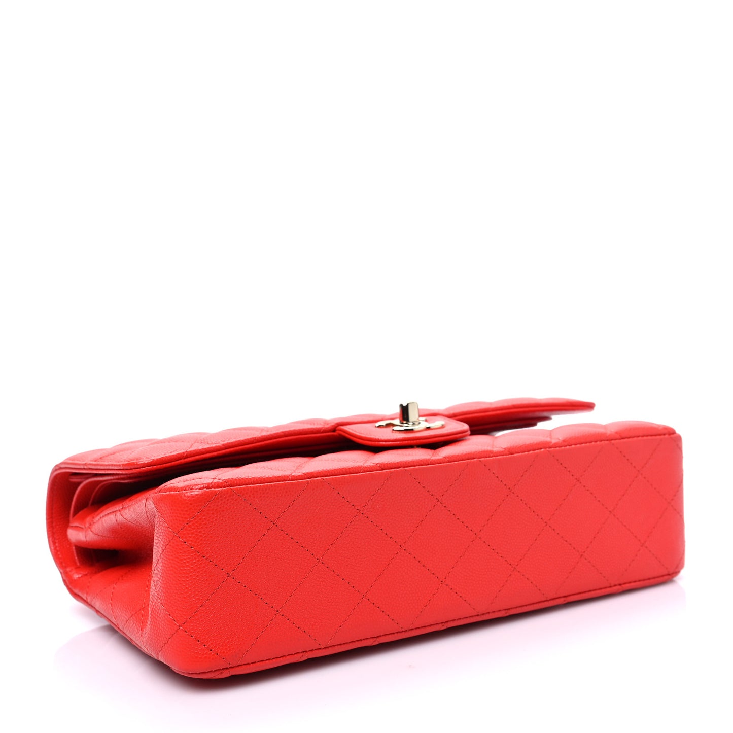 Caviar Quilted Medium Double Flap Red