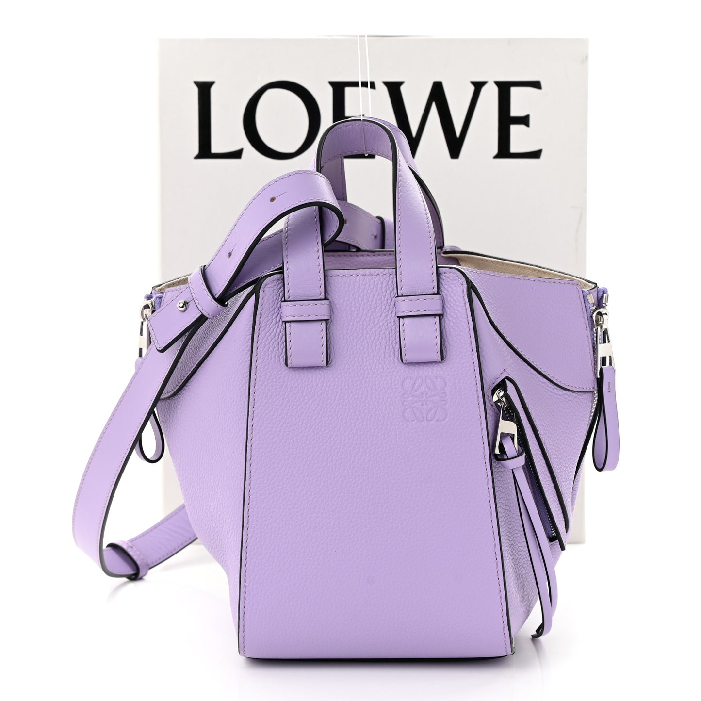 Soft Grained Calfskin Compact Hammock Shoulder Bag Purple