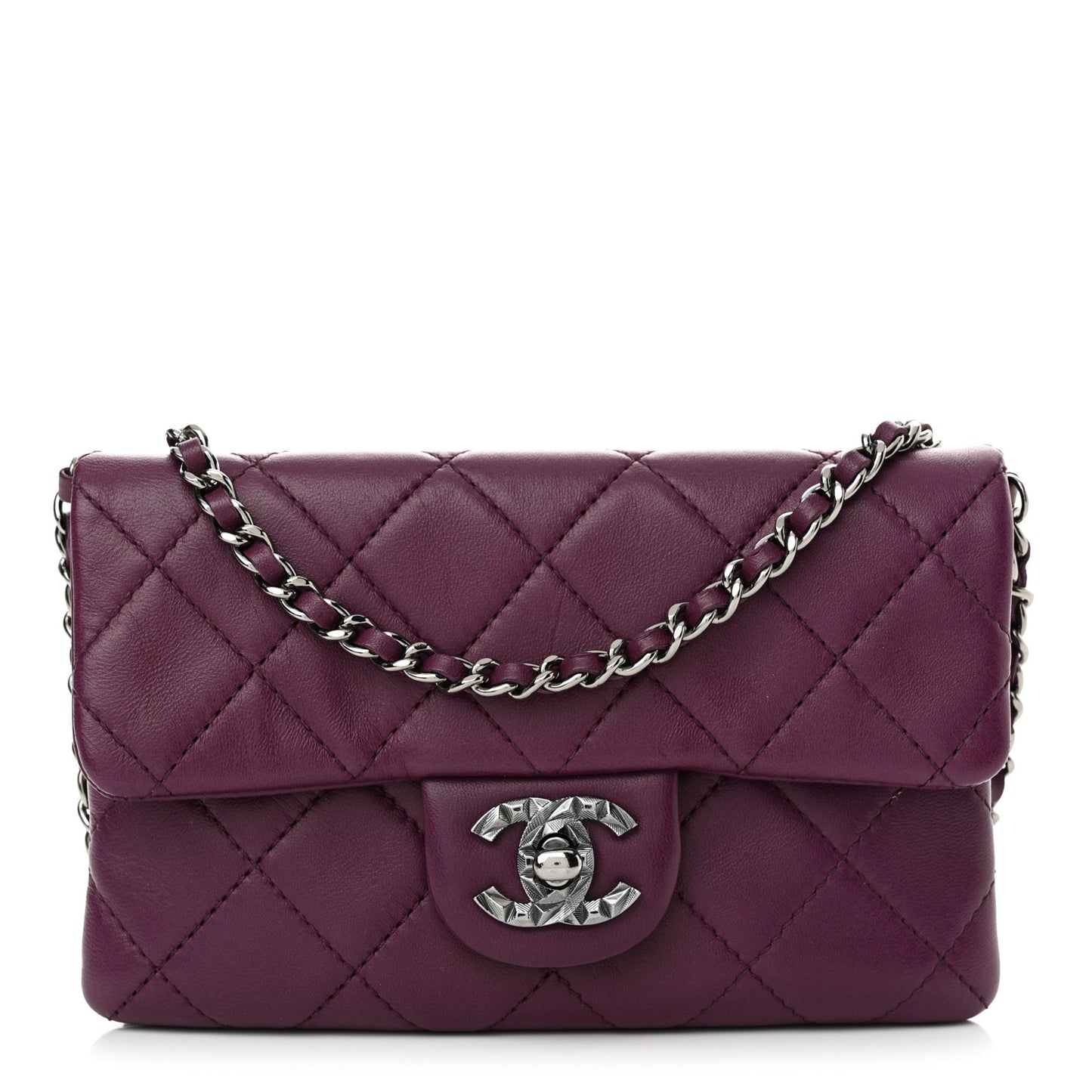 Lambskin Quilted Mini Mineral Nights Flap Crossbody Bag Purple