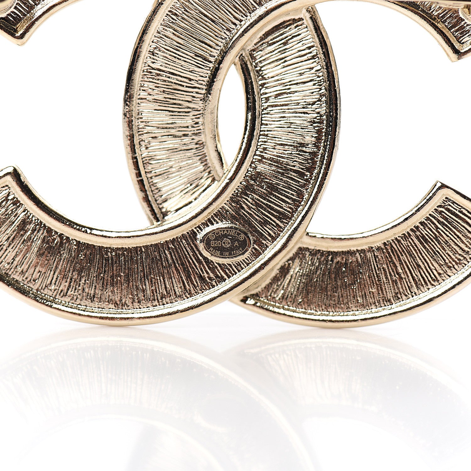 Chanel Crystal Pearl Chain Mania CC Brooch Gold 3 of 4