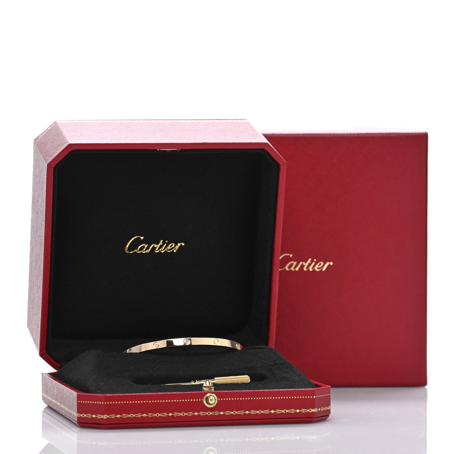 18K Yellow Gold 6 Diamond Small LOVE Bracelet 17