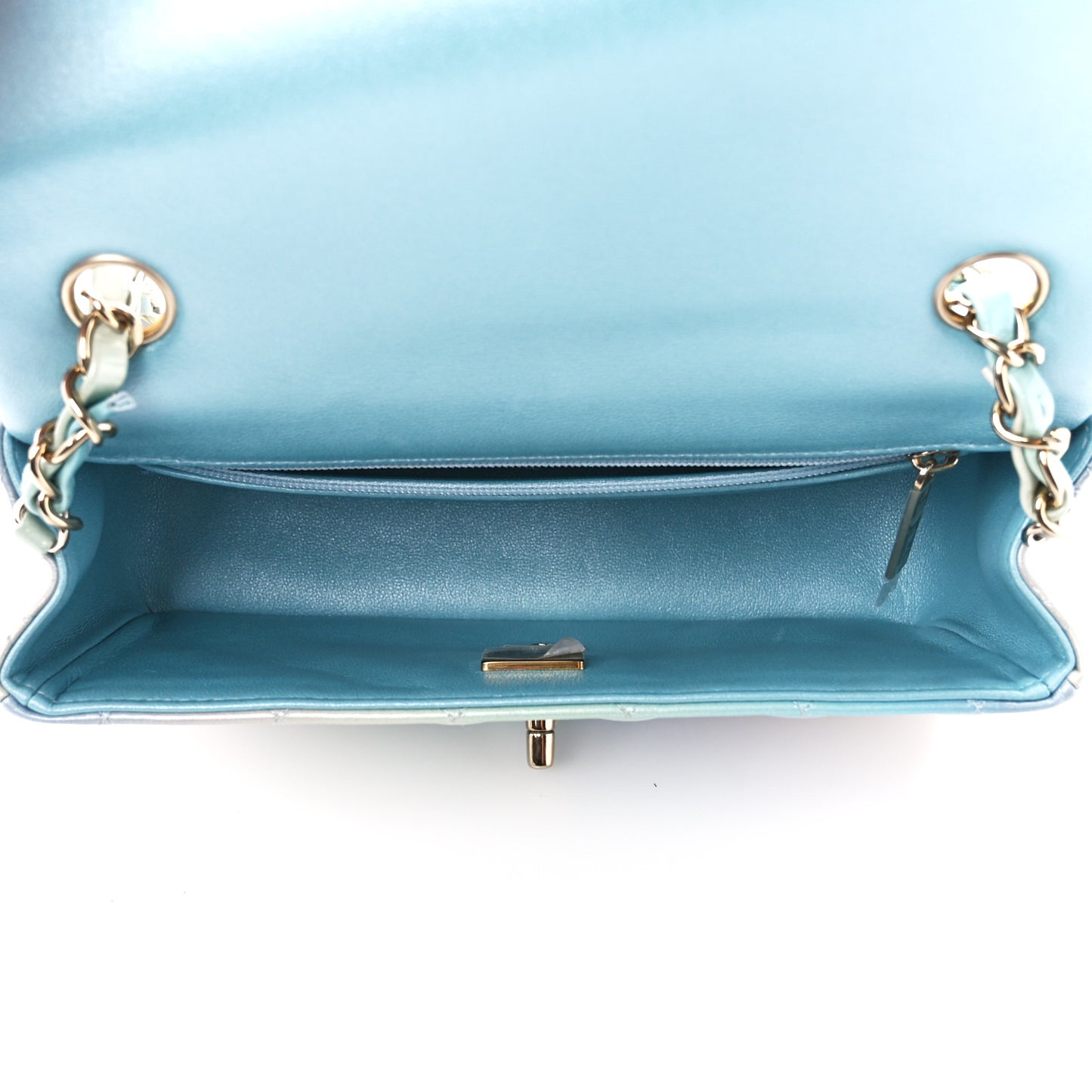 Lambskin Quilted Tie Dye Ombre Mini Rectangular Flap Blue Multicolor