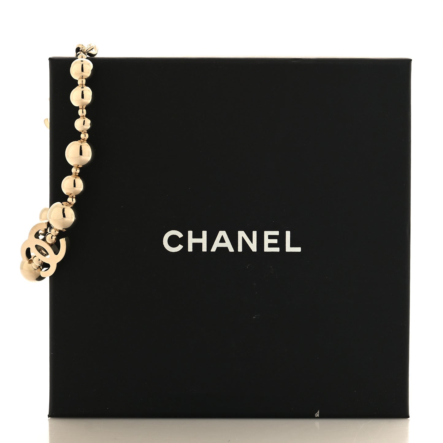 Metal Beaded CC Bracelet Gold