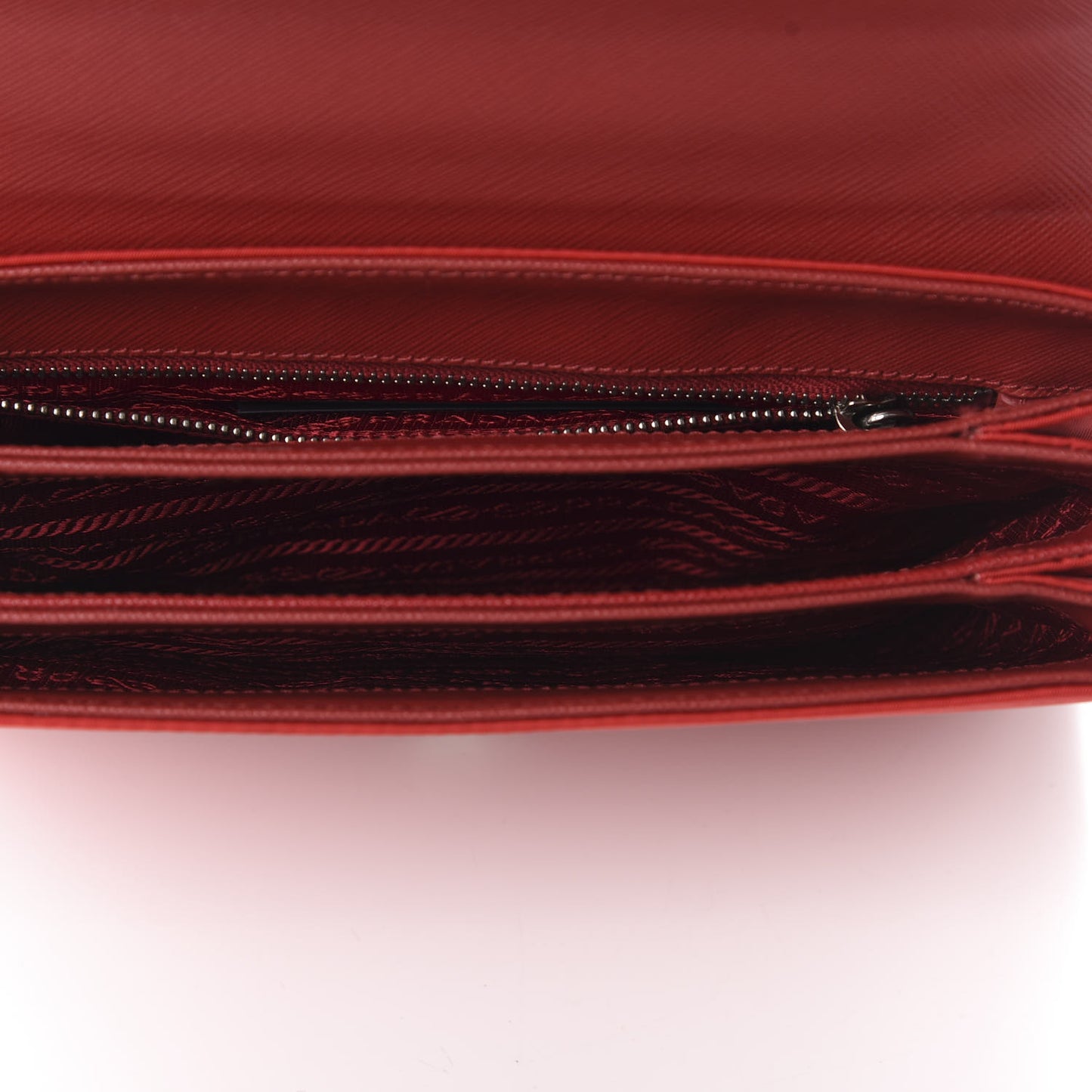 Saffiano Tessuto Nylon Chain Shoulder Bag Rosso