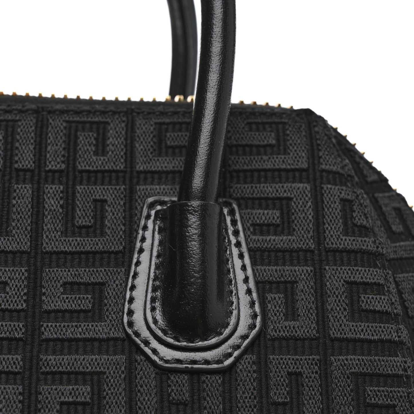 Canvas Jacquard Embroidered Calfskin 4G Mini Antigona Black