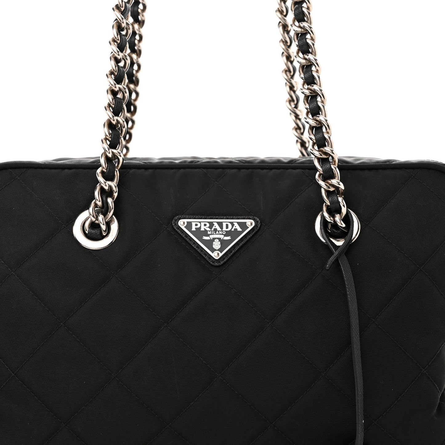 Nylon Tessuto Impuntu Quilted Shoulder Bag Black