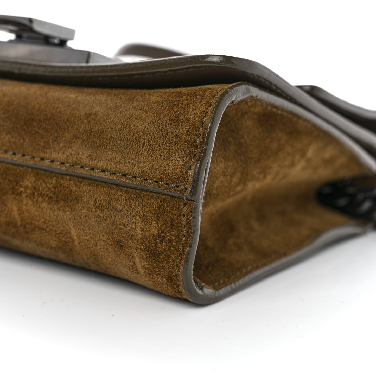 Suede Patent Mini Rebel Crossbody Brown
