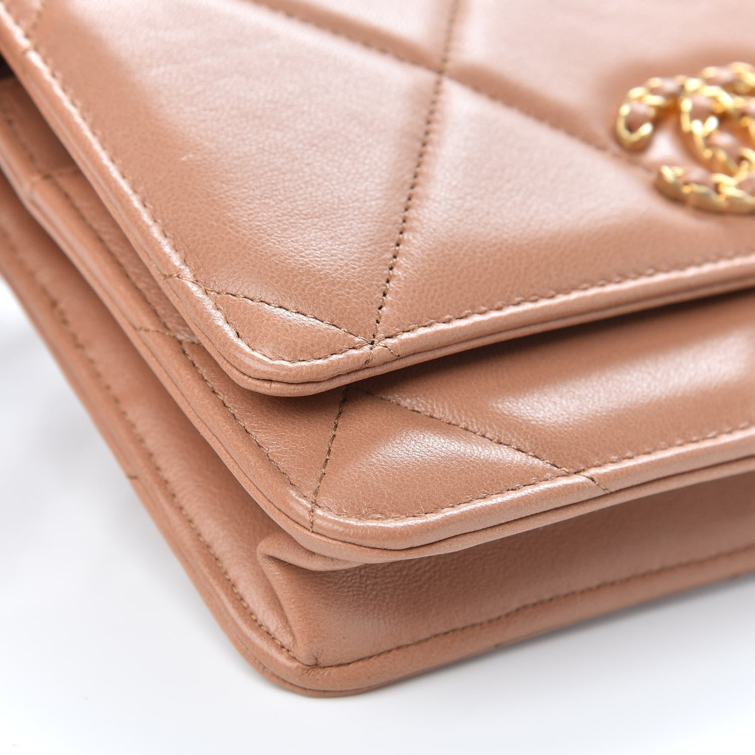 Chanel Lambskin Quilted Chanel 19 Wallet On Chain WOC Brown 10 of 14