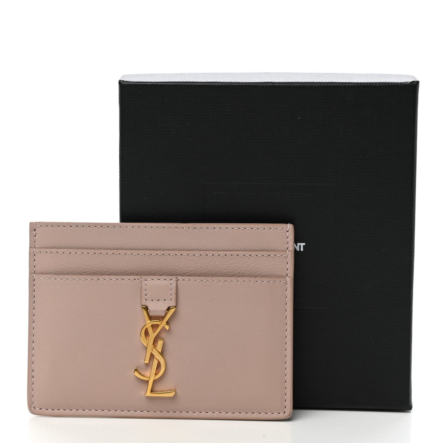 Calfskin Monogram Credit Card Case Pale Pink